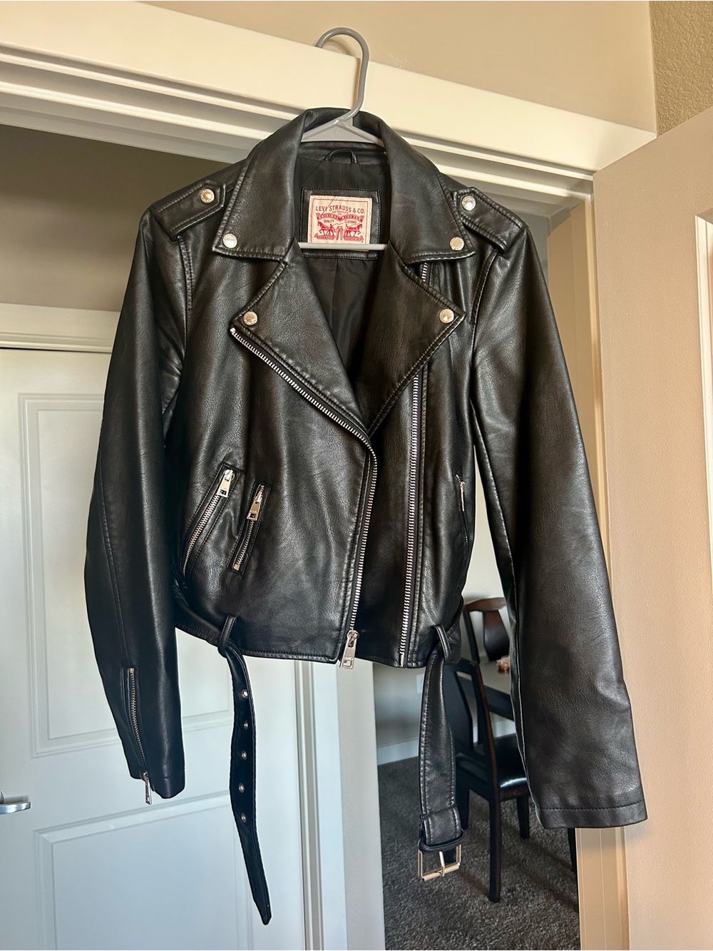 Levi's Black Leather Moto Jacket - Women's